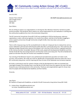 BC Community Living Action Group (BC&ndash;CLAG)