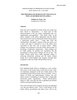 THE PROGRESS OF DEMOCRATIC POLICING IN POST