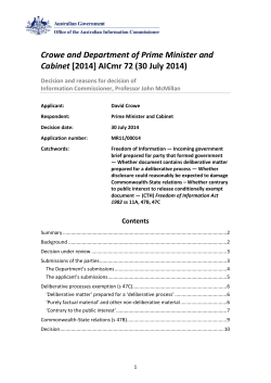 Crowe and Department of Prime Minister and Cabinet [2014] AICmr