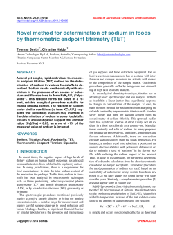 Novel method for determination of sodium in foods by thermometric