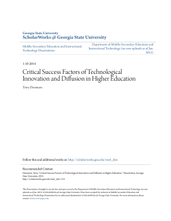 Critical Success Factors of Technological Innovation and Diffusion in