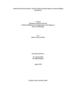 Ambivalent and Dual Attitudes: Attitude Conflicts