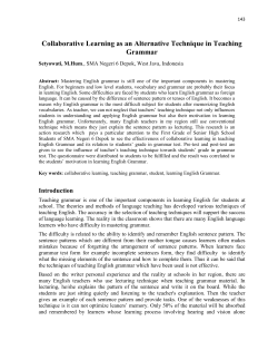 Collaborative Learning as an Alternative Technique in Teaching