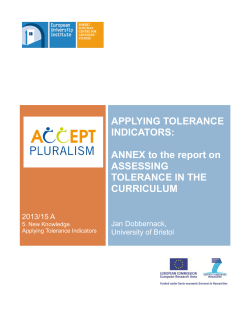 Assessing Tolerance in the Curriculum - Cadmus Home