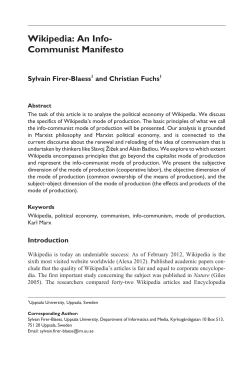 Wikipedia: An Info- Communist Manifesto