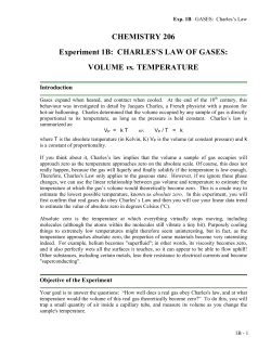 CHEMISTRY 206 Experiment 1B: CHARLES`S LAW OF GASES