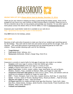 HOLIDAY WISH LIST 2014 (Please deliver items by Monday