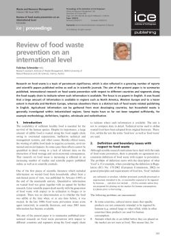 Review of food waste prevention on an international level