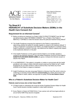 Hierarchy of SDMs in the Health Care Consent Act