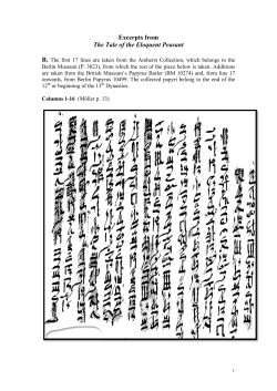 Excerpts from The Tale of the Eloquent Peasant, Section B