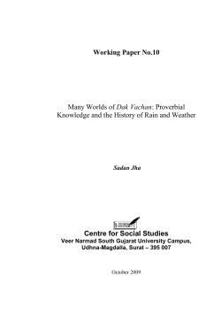 CSS Working Paper No.10 - Centre For Social Studies