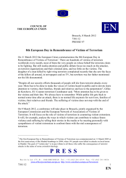 8th European Day in Remembrance of Victims of Terrorism