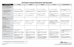 SLA Grade 3 Literacy Performance Task