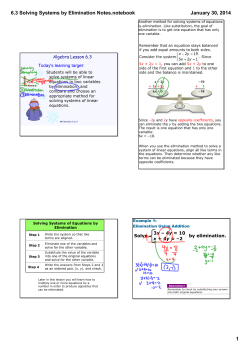 6.3 Solving Systems by Elimination Notes.notebook