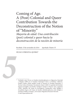 Coming of Age. A (Post) Colonial and Queer Contribution Towards