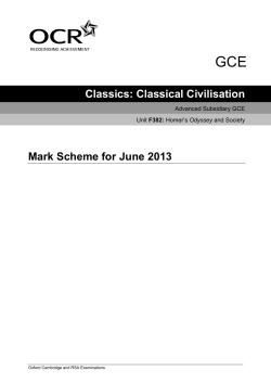 Mark scheme - Unit F382 - Homer`s Odyssey and society - June