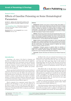 Effects of Gasoline Poisoning on Some Hematological Parameters