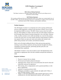 LRS Student Assistant I