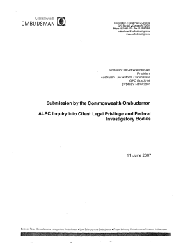 Submission by the Commonwealth Ombudsman ALRC Inquiry into
