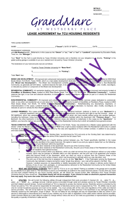 LEASE AGREEMENT for TCU HOUSING RESIDENTS
