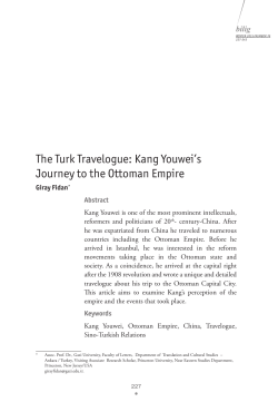 The Turk Travelogue: Kang Youwei`s Journey to the Ottoman Empire