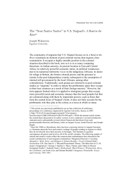 The &ldquo;Non-Native Native&rdquo; in VS Naipaul`s A Bend