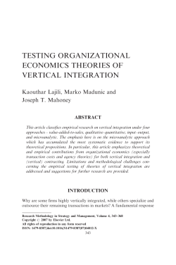 testing organizational economics theories of vertical integration