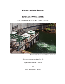 Hydropower Project Summary CLACKAMAS RIVER, OREGON This