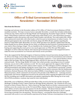 Office of Tribal Government Relations Newsletter ~ November 2015
