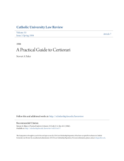 A Practical Guide to Certiorari - CUA Law Scholarship Repository