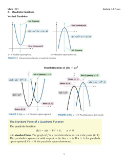 Math 1314 Section 3.1 Notes 3.1 Quadratic Functions Vertical