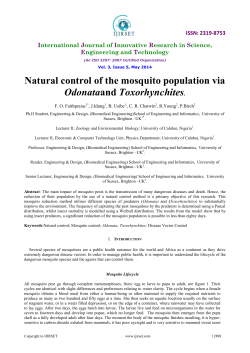 Natural control of the mosquito population via Odonataand
