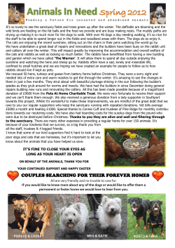 2012 Spring Newsletter - Carla Lane Animals In Need