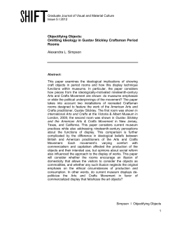 Objectifying Objects: Omitting Ideology in Gustav Stickley Craftsman