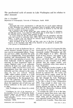 The geochemical cycle of arsenic in Lake Washington and its
