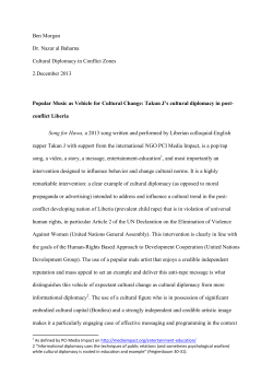 Cultural Diplomacy in Conflict Zones. Popular Music as Vehicle for