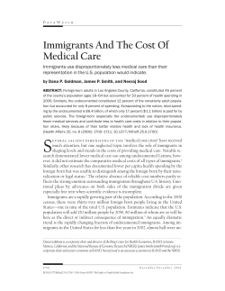 Immigrants And The Cost Of Medical Care