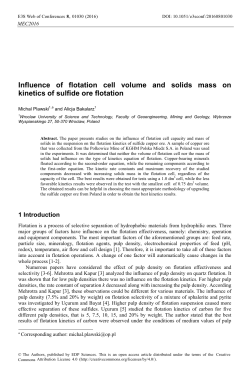 Influence of flotation cell volume and solids mass on kinetics of
