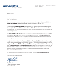 January 30, 2015 Dear Pro Shop Operator
