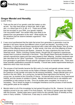 Gregor Mendel and Heredity