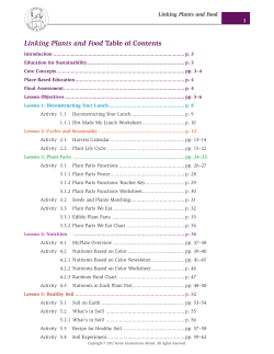 Linking Plants and Food Table of Contents