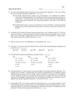 150 Math 156&ndash;Sat: HW #5 Name: 1. For each of the following claims