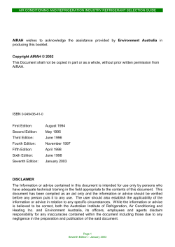 AIRAH Refrigerant Selection Guide 2003