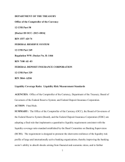 DEPARTMENT OF THE TREASURY Office of the Comptroller of the