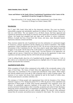 Issues and Debates in the South African Constitutional Negotiations
