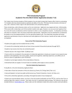 TPCA Scholarship Program Academic Fine Arts Merit Scholar