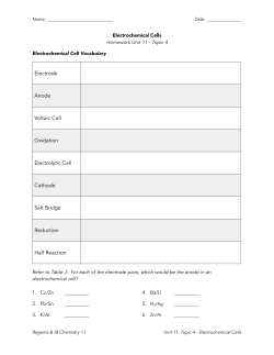 Topic 4 - Electrochemical Cells