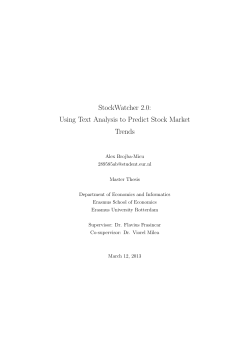 StockWatcher 2.0: Using Text Analysis to Predict Stock Market Trends