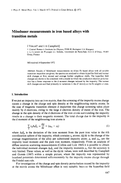 Mossbauer measurements in iron based alloys with transition metals