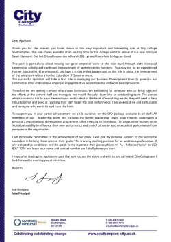 Dear Applicant Thank you for the interest you have shown